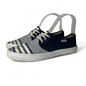 Vans Women's Navy and white Vans striped canvas shoes slip on 7.5